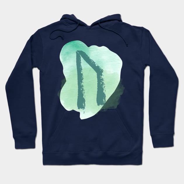 Uruz, Sky Blue Watercolor (Runes & Watercolors) Hoodie by El Onix